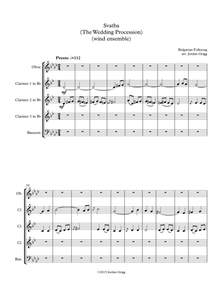 Svatba The Wedding Procession Wind Ensemble Sheet Music