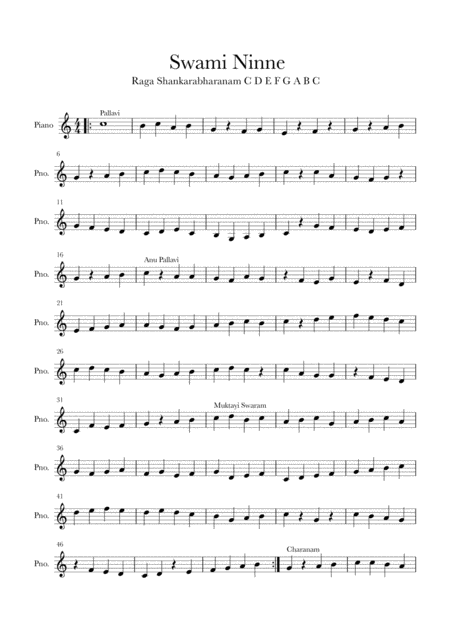 Swami Ninne Carnatic Music Sheet Music