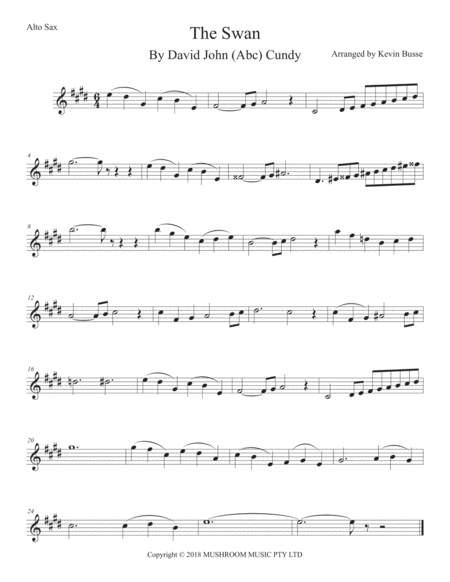 Free Sheet Music Swan The Arr Saint Saens Alto Sax Original Key