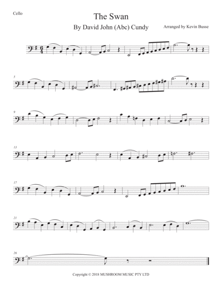 Free Sheet Music Swan The Arr Saint Saens Cello Original Key