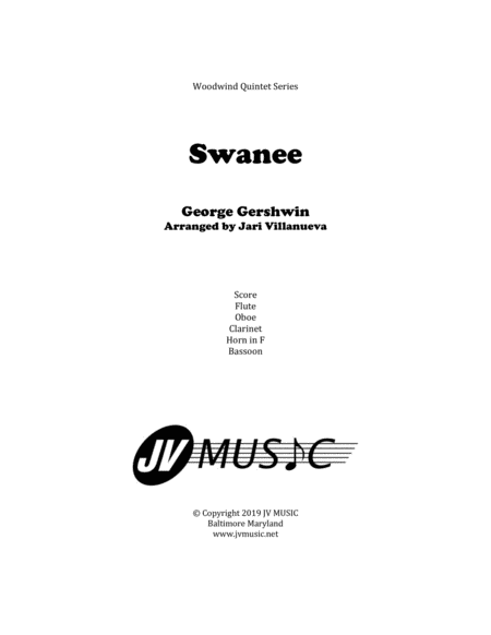 Swanee For Woodwind Quintet Sheet Music