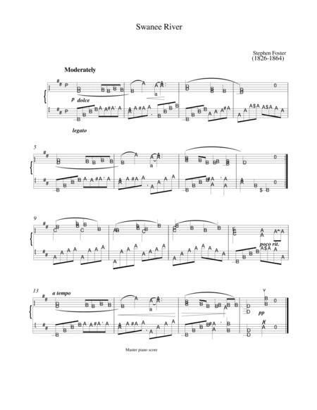 Free Sheet Music Swanee River Easy Piano Arrangement