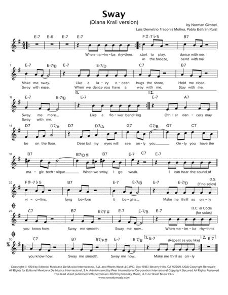 Free Sheet Music Sway Diana Krall Lead Sheet