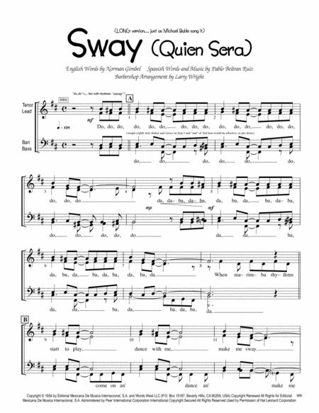 Free Sheet Music Sway Long Women