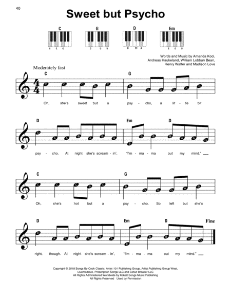 Sweet But Psycho Sheet Music