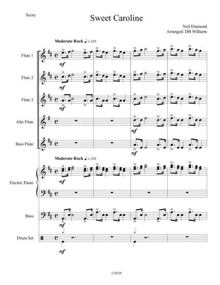 Sweet Caroline Flute Choir Sheet Music