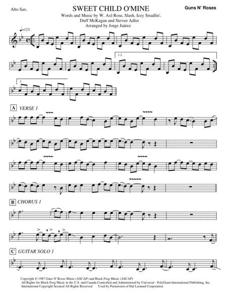 Sweet Child O Mine Alto Sax Sheet Music