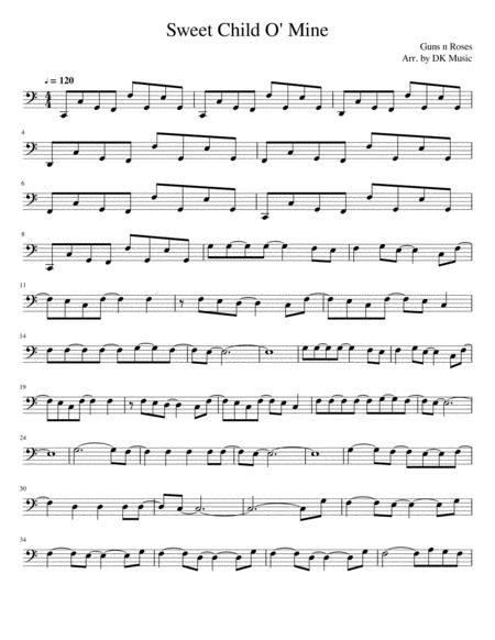 Sweet Child O Mine Cello Solo Sheet Music