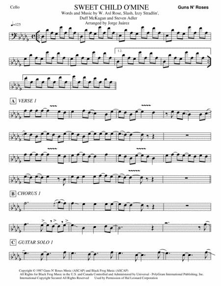 Free Sheet Music Sweet Child O Mine Cello