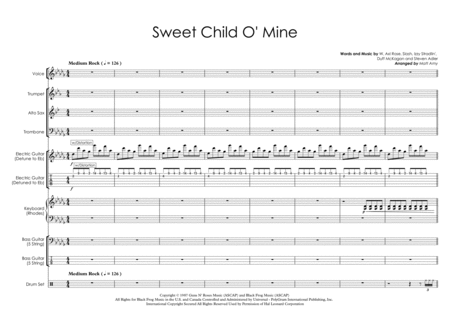 Sweet Child O Mine Vocals With Rhythm Section Horns Sheet Music