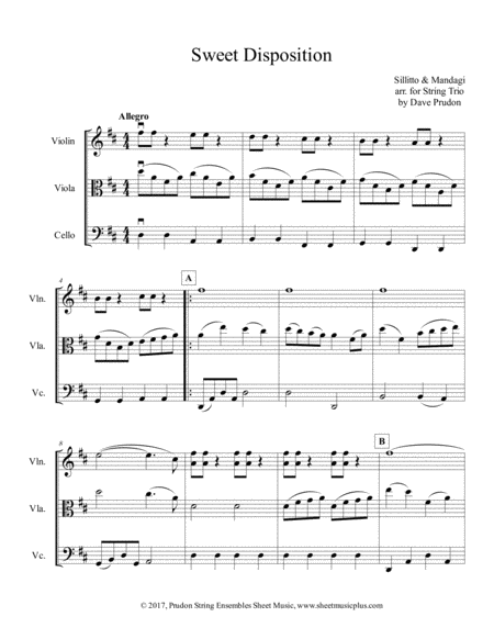 Free Sheet Music Sweet Disposition For String Trio