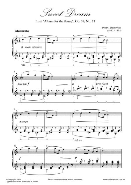 Sweet Dream From Album For The Young Op 39 No 21 Tchaikovsky Sheet Music