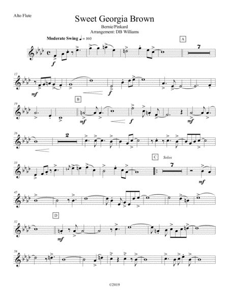 Free Sheet Music Sweet Georgia Brown Alto Flute