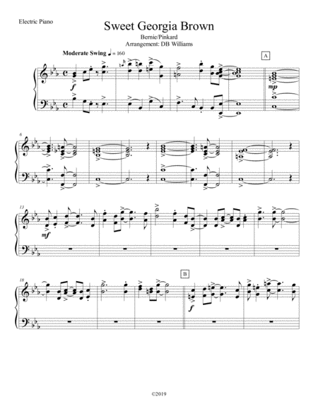 Sweet Georgia Brown Electric Piano Sheet Music