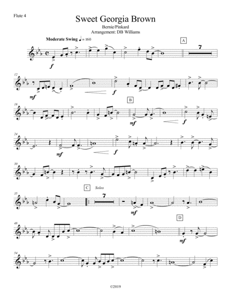 Free Sheet Music Sweet Georgia Brown Flute 4