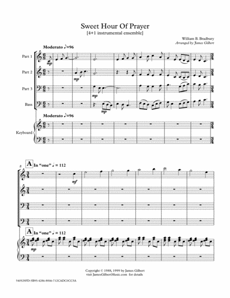 Free Sheet Music Sweet Hour Of Prayer Any Size Church Orchestra Series Ie024
