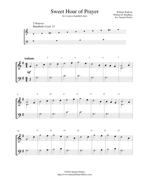 Sweet Hour Of Prayer For 2 Octave Handbell Choir Sheet Music