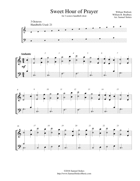 Sweet Hour Of Prayer For 3 Octave Handbell Choir Sheet Music