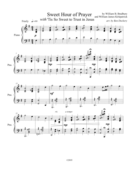 Sweet Hour Of Prayer With Tis So Sweet To Trust In Jesus Sheet Music