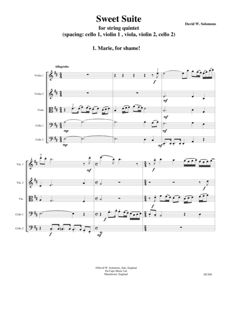 Free Sheet Music Sweet Suite For String Quintet Scores Only