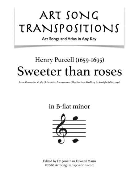 Sweeter Than Roses Transposed To B Flat Minor Sheet Music