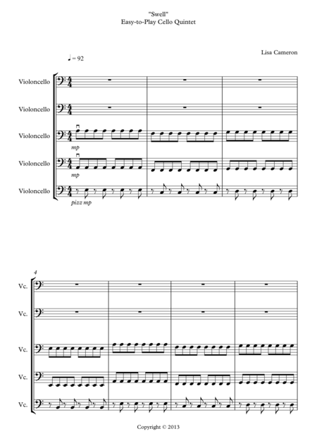 Swell Easy Cello Quintet Sheet Music