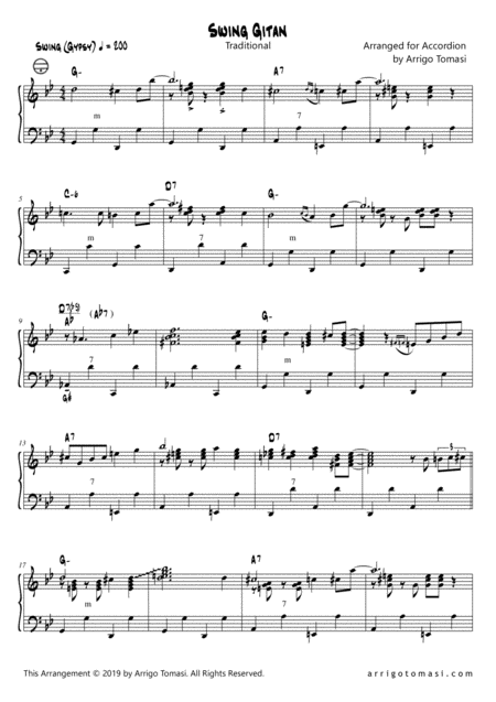 Swing Gitan For Gypsy Jazz Accordion Sheet Music