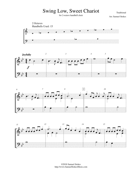 Free Sheet Music Swing Low Sweet Chariot For 2 Octave Handbell Choir