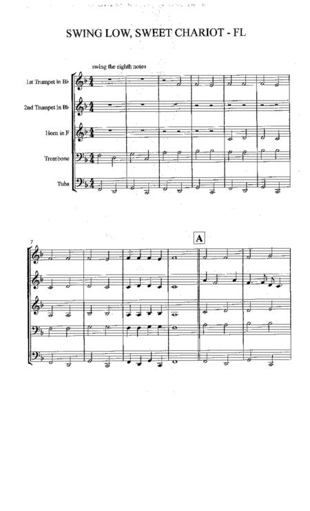 Swing Low Sweet Chariot For Brass Quintet Sheet Music