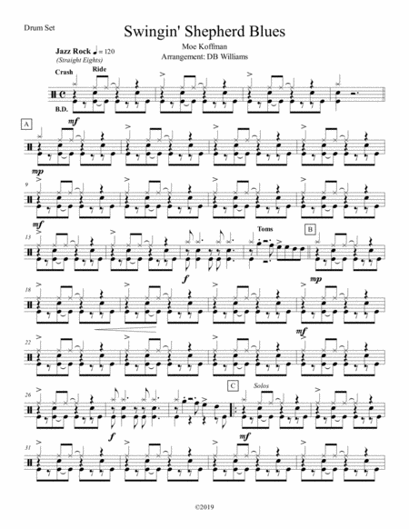 Swingin Shepherd Blues Drum Set Sheet Music