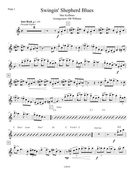 Free Sheet Music Swingin Shepherd Blues Flute 1