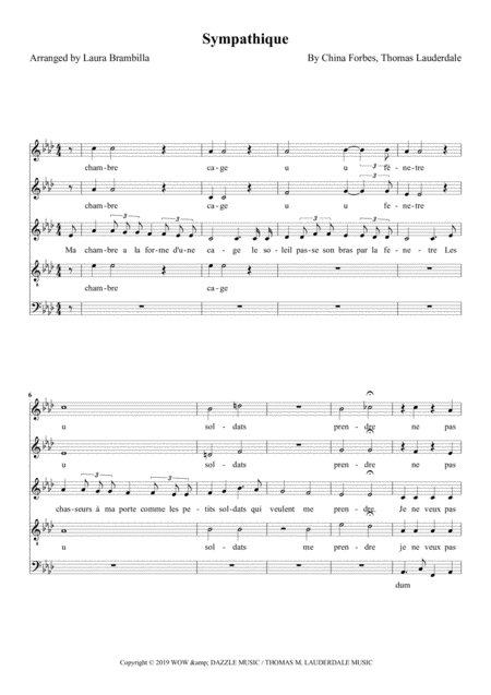 Free Sheet Music Sympathique For A Cappella Ssatb Choir