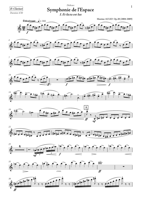 Symphonie De L Espace Symphony Of Space Parts Clarinets Sax Sheet Music