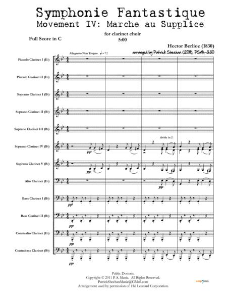 Free Sheet Music Symphonie Fantastique Mvt Iv March To The Scaffold For Clarinet Choir Full Score Set Of Parts