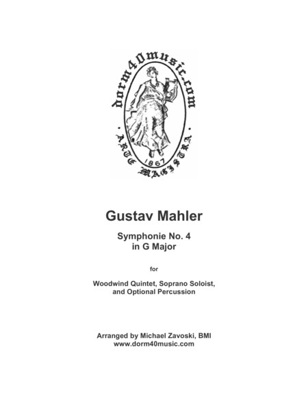 Symphonie No 4 In G Major For Woodwind Quintet Sheet Music