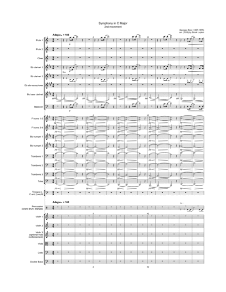 Symphony In C Major 2nd Movement Bizet Sheet Music