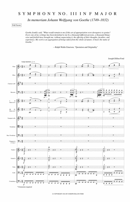 Symphony In F In Memoriam Johann Wolfgang Von Goethe For Orchestra Complete Symphony With Parts Sheet Music