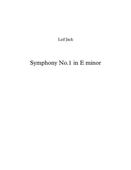 Symphony No 1 1st Movement Sheet Music