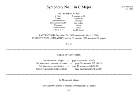 Symphony No 1 In C Major Full Score Sheet Music