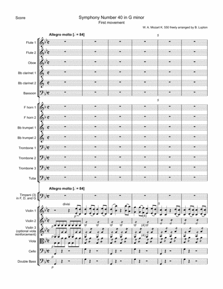 Symphony No 40 In G Minor 1st Movement Mozart Sheet Music