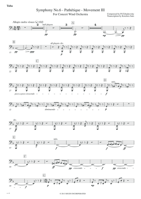 Symphony No 6 Pathetique Movement Iii Parts Tuba Sheet Music