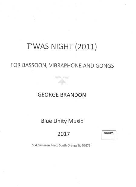 Free Sheet Music T Was Night For Bassoon Vibraphone And Gongs 2011