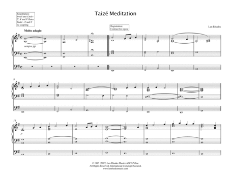 Taiz Meditation Len Rhodes For Organ Solo Sheet Music