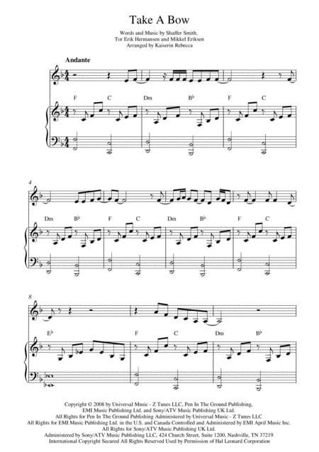 Take A Bow Sheet Music