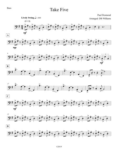 Take Five Bass Sheet Music