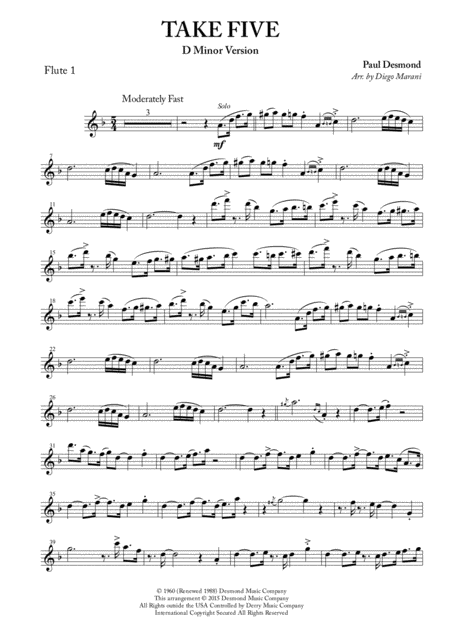 Take Five For Flute Quartet Sheet Music