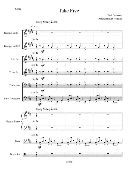 Free Sheet Music Take Five Jazz Combo