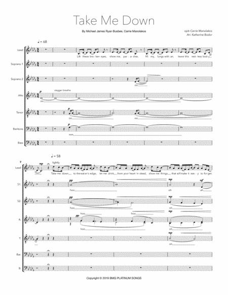 Free Sheet Music Take Me Down