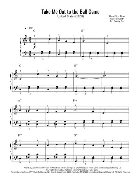 Free Sheet Music Take Me Out To The Ball Game Easy Piano Solo