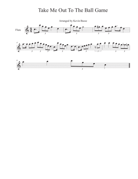 Free Sheet Music Take Me Out To The Ball Game Flute